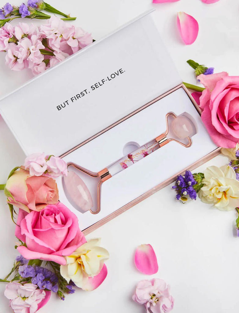 Crystal Facial Roller - Floral Rose Quartz - THE SHEARER'S WIFE