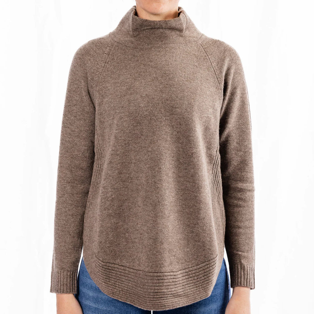 Bow & Arrow Funnel Neck Knit Brown - THE SHEARER'S WIFE