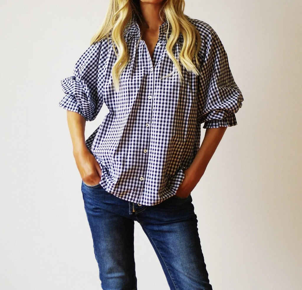 Olive Gingham Shirt - THE SHEARER'S WIFE